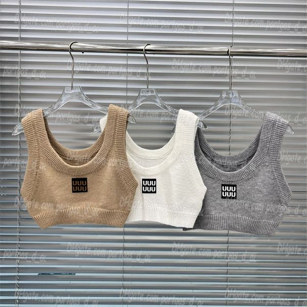 

designer women singlet letter knitted tanks charming sleeveless bottoming tank cropped sweater camis, Black