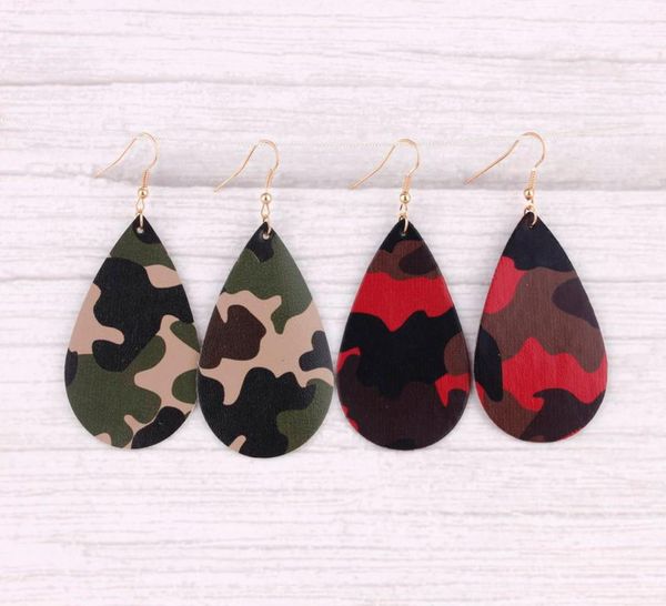 

camouflage print leatherteardrop earrinsg for women unique faux leather water drop statement earrings fashion jewelry9737686, Silver