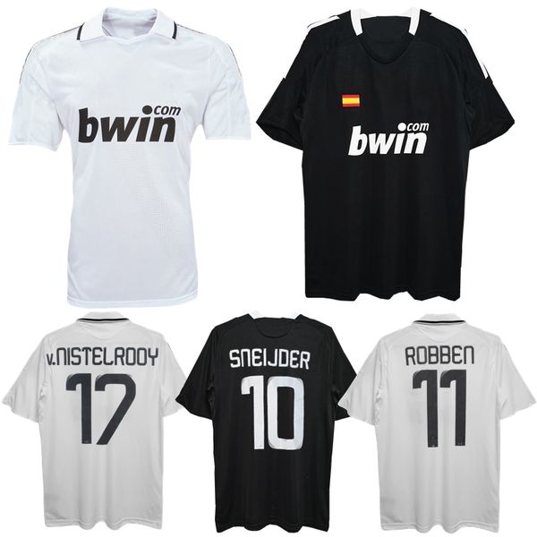 

2008 2009 raul guti sergio ramos retro soccer jerseys 08 09 sneijder robben home away vintage cannavaro marcelo higuain real madrids classic, Black;yellow