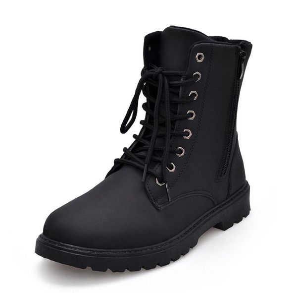 

waterproof winter warm snow boots men vintage leather motorcycle ankle martin high cut male casual ankle boots3247575, Black