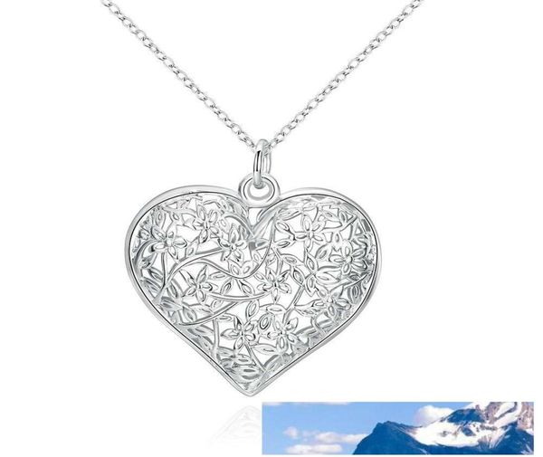 

fashion frosted flower pattern pendant simple hollow heartshaped pendant 925 sterling silver jewelry chains for women men locket 3523502
