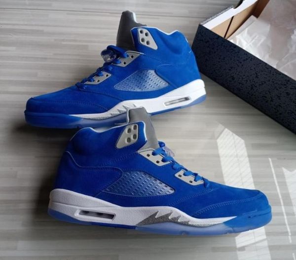 

5 bluebird men basketball shoes university blue 5s po blue football greymetallic silverwhite outdoor sneakers with box dd93366285144