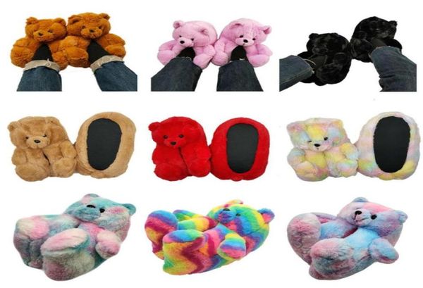 

new multi color women039s all inclusive teddy bear slippers38411587193957, Black