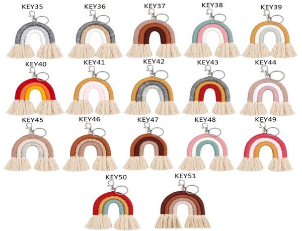 

weaving rainbow keychains for women tassel macrame keyrings key holder jewelry6148452, Silver