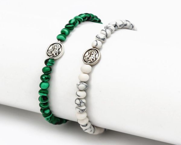 

religious jewelry simple virgin beaded elastic natural stone bracelet9282358, Golden;silver