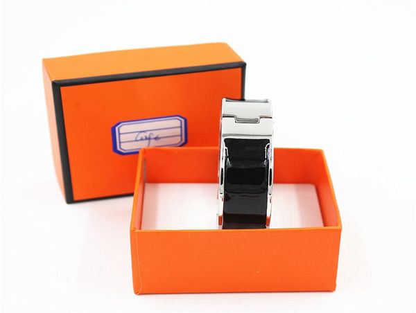 

18mm luxury zinc alloy cuff braceletsbangles wristband enamel bangle silver h design classic original bracelets lp0058723554, Black