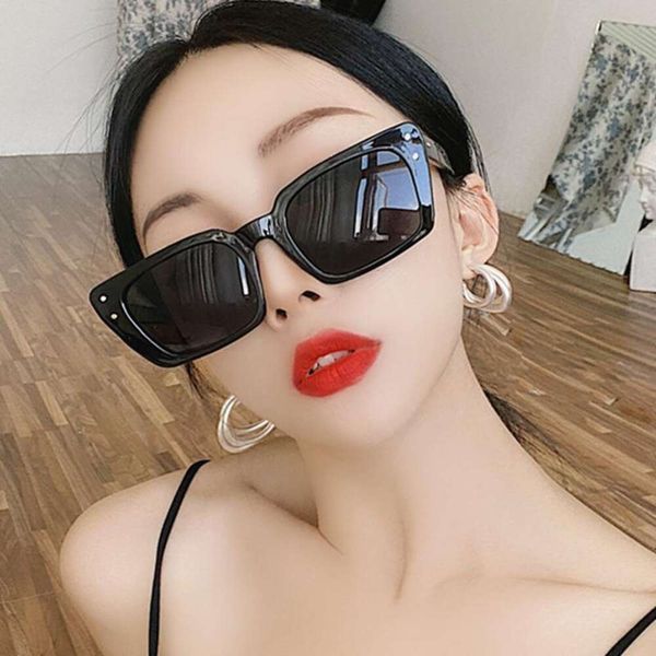 

korean style small framed sunglasses unique square rice nail ins. vintage, White;black