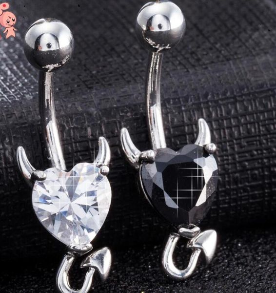

jewelry stainless steel navel rings heart litter devil bell button rings for women fashion6796598, Silver