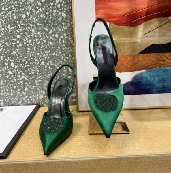 

leather sole women039s sandals 2 high heels dew root single line san dals silk fabric pointed beach shoes color si3611491, Black