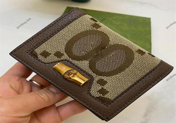 

5a oversized letters wallet men women luxury fashion designers wallets classic bamboo decoration canvas design card bag coin purs22064907, Red;black