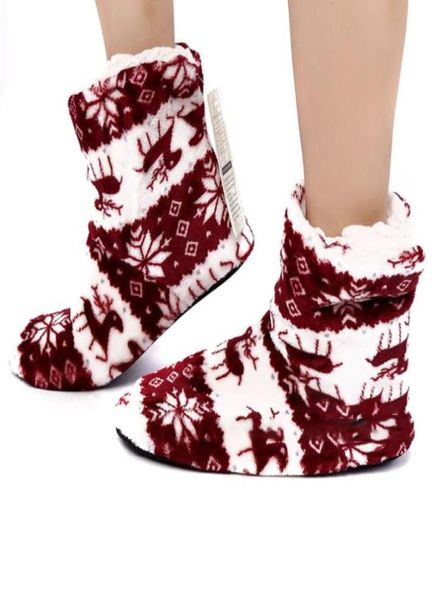 

adult039s christmas warm slippers nonslip wearable socks soft fleece gripper shoes fs991324146, Black