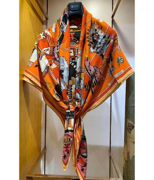 

luxury 70 cashmere 30 silk thin scarf fashion ethnic tribal style print shawl kerchief large blanket stole 135135cm17777752, Blue;gray