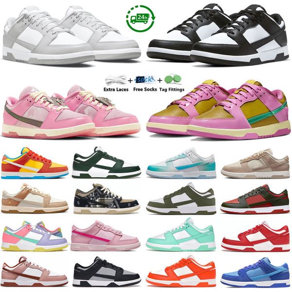 

designer low men women running shoes panda white black grey fog triple playful pink university mysitc red stardust active fuchsia mens train