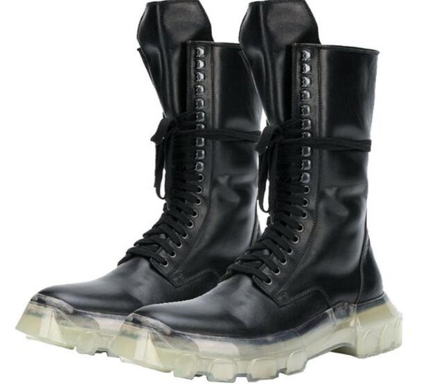 

martin genuine leather high boots european and american heavybottomed warm personality tide tooling transparent bottom shoes2450307, Black