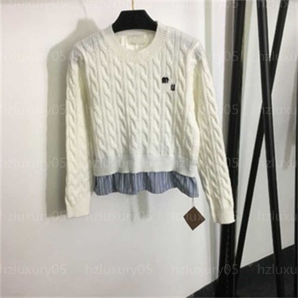 

knitted sweaters womens designer pullover knit autumn fake two-piece set stripe stitching fashion comfort long sleeved knitwear designer sw, White;black