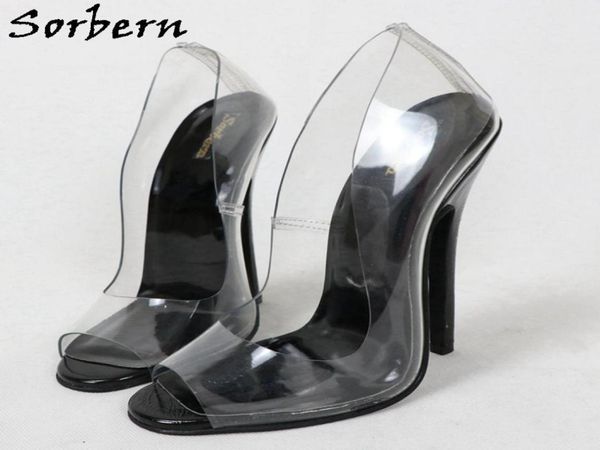

sorbern cute round toe women dress shoes pump stransparent slip on peep toe 14cm 16cm ladies high heel stilettos custom2387832, Black