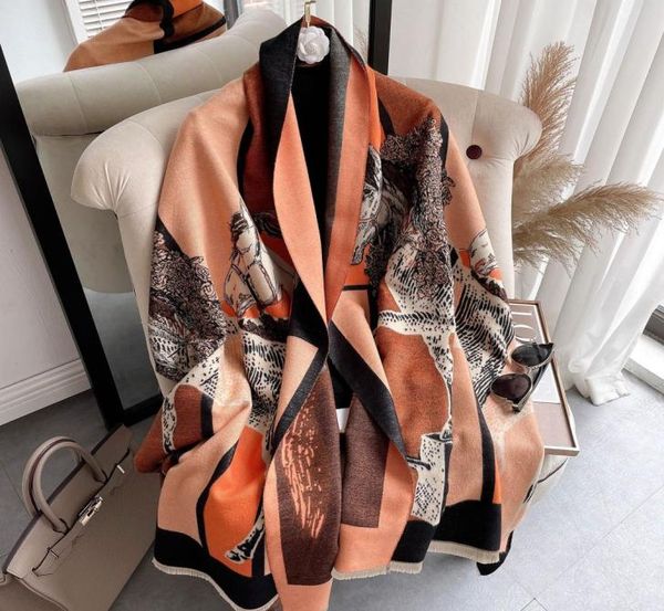 

high qualtiy scarf for women letter pattern womans 100 cashmere long scarfs warm scarves 4 color size 180x70cm no box2248552, Blue;gray