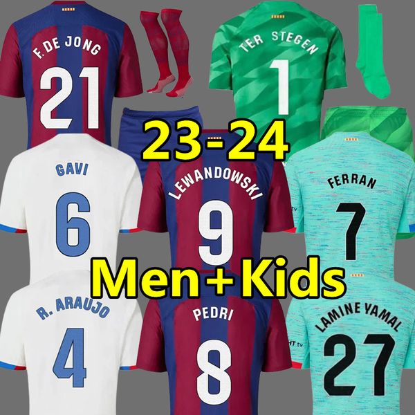 

23 24 gavi lewandowski soccer jerseys ter stegen barcelonas lamine yamal pedri ferran f. de jong gundogan r. araujo camiseta de futbol footb, Black;yellow