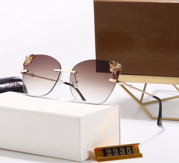

2020 long vip new fashion lady oversize rimless square sunglasses women men small bee gradient sun glasses female uv4002443788, White;black