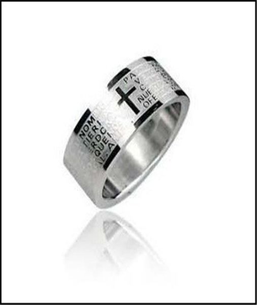 

cross bible scripture titanium steel stainless steel ring concave convex corrosion ring men and women whole6413561, Silver