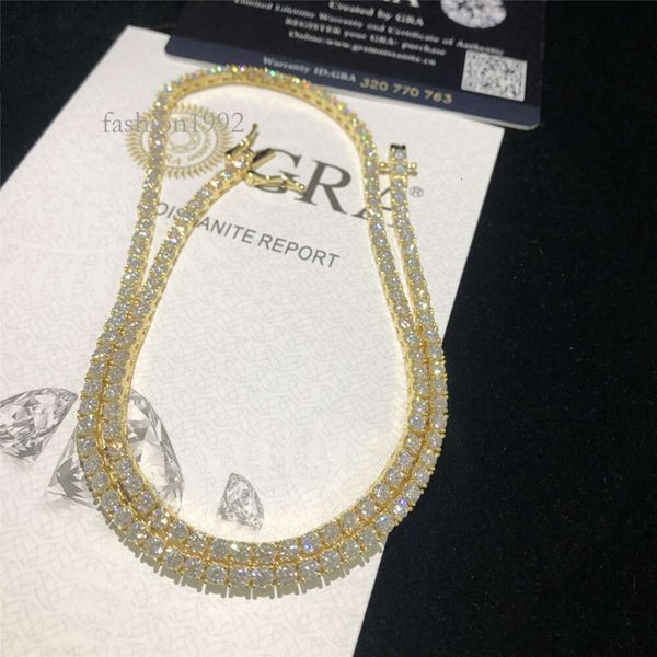 

3Mm 4Mm 5Mm 6Mm Moissanite 10K Solid Gold Tennis Bracelet Hip Hop Jewelry Necklace Vvs Moissanite Diamond Tennis Chain
