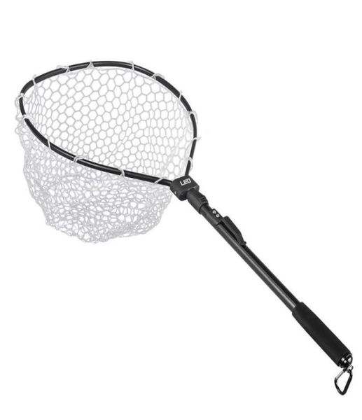 

leo aluminium alloy foldable fishing brail soft rubber landing net eva handle fishing nets rubber mesh aluminum alloy8189105