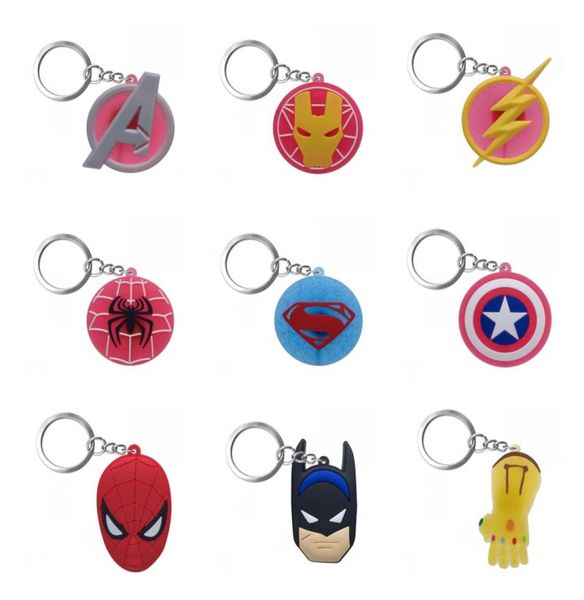 

moq10pcs avengers logo metal key chains cute cartoon soft key ring pvc anime figure keychain car key holder fashion accessories w5346650, Silver