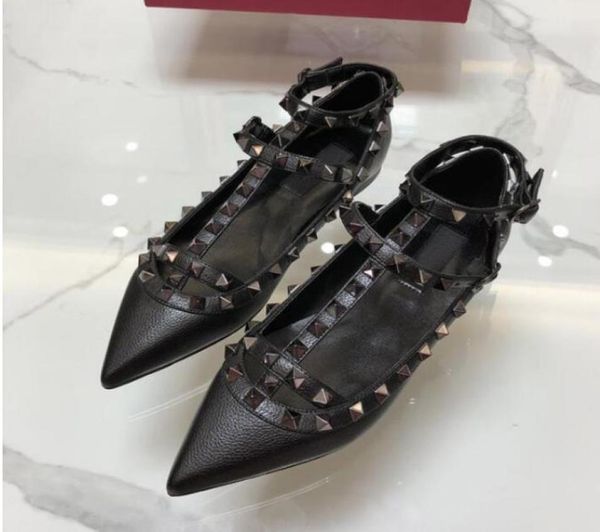 

shoes women designers flat rivets sandals fashion buckle strap wedding flat shoes classics black nude shoes size 34431365007