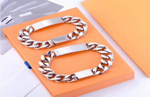 

2021 silver titanium steel bracelet men and women bracelet chain fashion personality hiphop bracelet gift with 9039482, Golden;silver
