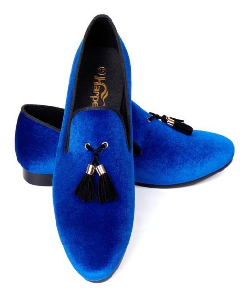 

harpelunde blue velvet tassel men dress shoes for events round toe leather lining3969816, Black