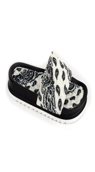 

factory designer soft insole sandals for women bandana pattern style slipon summer slippers slide sandal ladies shoes whole4828336, Black