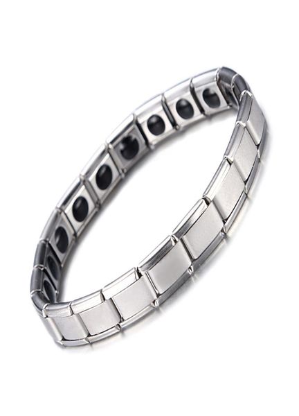 

fashion women039s men039s jewelry silver plated 316l stainless steel bracelet bangle hearth care magnetic bracelets link5999267, Black