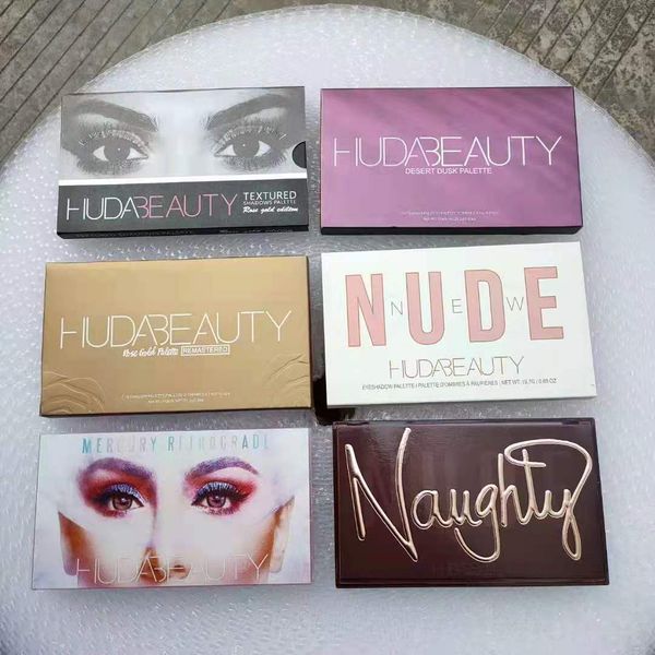 

huda beauty 18 colors eyeshadow palette naughty nude rose gold textured desert dusk mercury retrograde em power ed makeup eye shadow