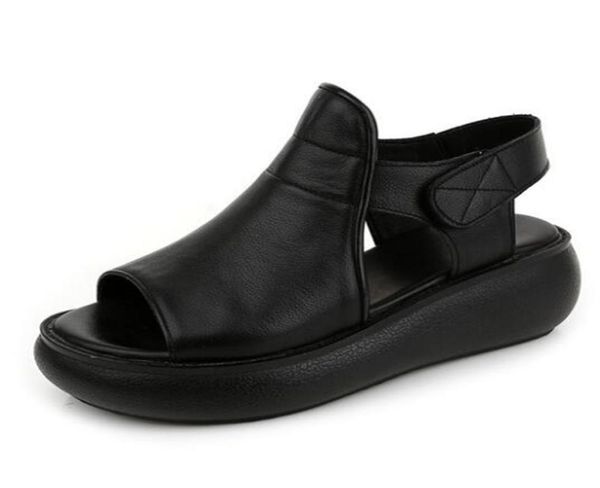 

2020 new summer platform sandals thick bottom casual sandals genuine leather fish mouth women fashion large size6559570, Black