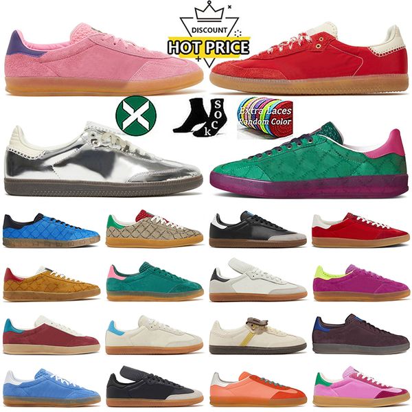 

2023 original og sambs indoor vegan gazelle wales bonner shoes designer mens womens classic pink velvet black white gum monogram sneakers dh
