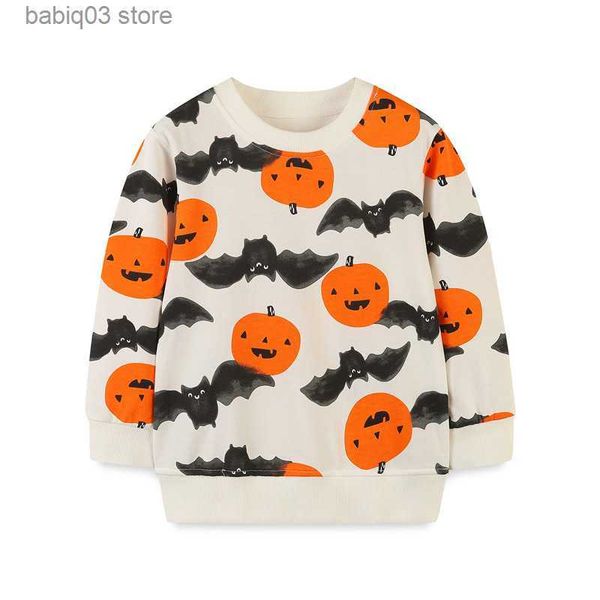 

hoodies sweatshirts jumping meters 2-7t halloween baby sweatshirts pumpkin bats children's clothing long sleeve kids hooded holiday shi, Black