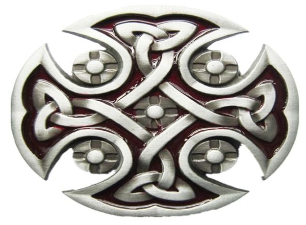 

new red enamel celtic knot cross western wildlife vintage wedding cosplay costume belt buckle gurtelschnalle boucle de ceinture7933108, Slivery;black