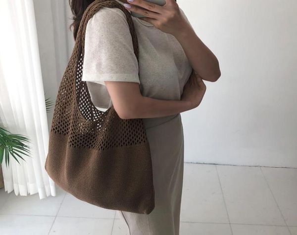 

evening bags hollow woven women039s shoulder bag knitted handbag leisure large capacity summer beach wallet shopper9416412