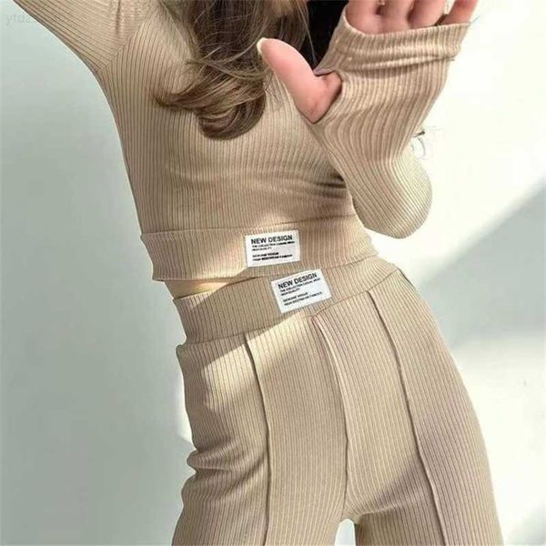 

2023 new sport casual long sleeve pants two piece fashion commuter seteddn, White