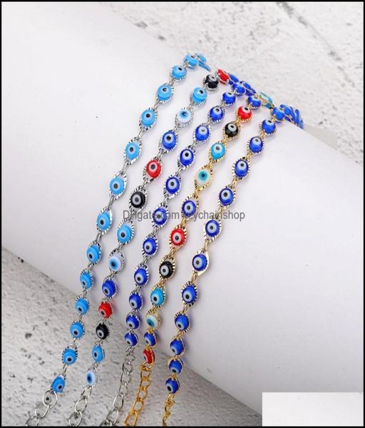 

charm bracelets jewelry crystal bead bracelet bangles enamel gold evil blue eye for women lucky turkish eyes gifts drop delivery 24470679, Golden;silver