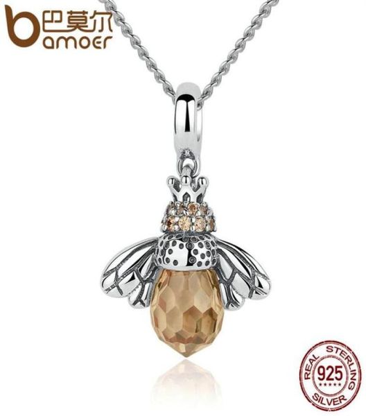 

925 sterling silver lovely orange bee animal pendants necklace for women fine jewelry whole220k5532553