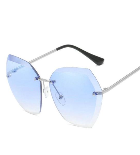 

women trend sunglasses summer beach vacation travel sun glasses blue pc lens frameless fashion 8 color new style eyewear ship1858935, White;black