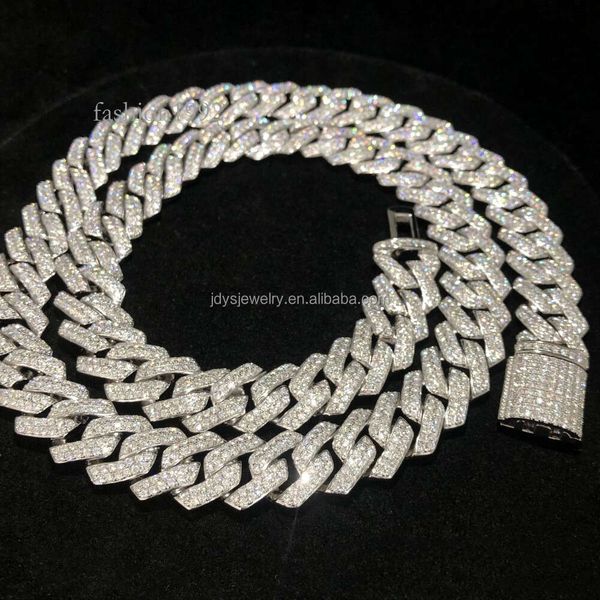 

Fine Jewelry Hip Hop Sterling Sier Vvs Moissanite Diamond Iced Out 14Mm Miami Cuban Link Chain 22Inch Necklace For Men