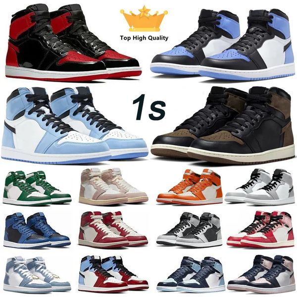 

og men women basksetball shoes bred patent bordeaux brotherhood dark mocha chicago 1s obsidian unc fragment shadow trainers sport sneakers s