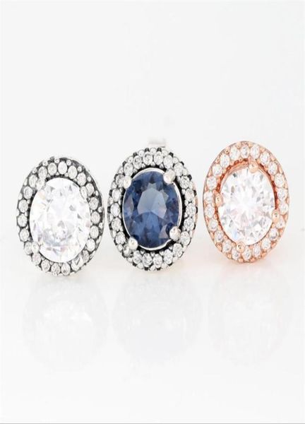 

925 sterling silver female stud sparkling surrounded by cubic zirconia luxury jewelry girl engagement gift earrings1201579, Golden;silver