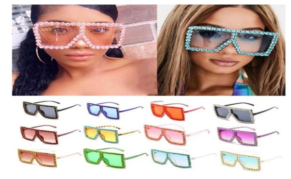 

whole oversized full crystal frame square sunglasses for women luxury vintage rhinestones sun glasses men party shades bulk2516548, White;black