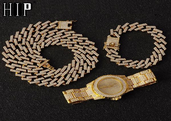

hip hop necklace watchbracelet bling iced out miami zircon cuban prong paved rhinestone bracelet necklace for men jewelry8499657, Silver