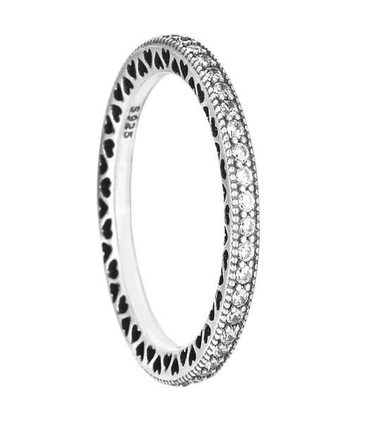 

authentic 925 sterling silver ring stackable love hearts with crystal rings for women wedding party gift jewelry6896487, Slivery;golden