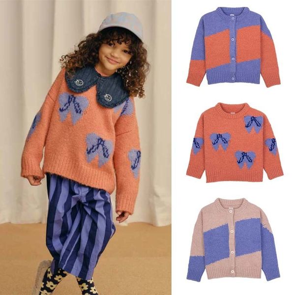 

pullover kids sweater wyn 2023 autumn girls british style knitted 1 12 years old baby winter pure cotton warm clothes 230906, Blue