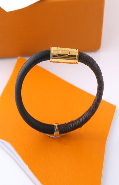 

leather brand bracelet design have stamp couple bangles fashion four titanium steel trend letter bangle gold plated b6284055, Black